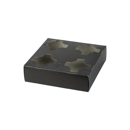 Χάρτινη Ποτηροθήκη 4 Θέσεων Μαύρη